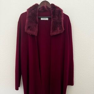 Jones New York Fur Collar Cardigan